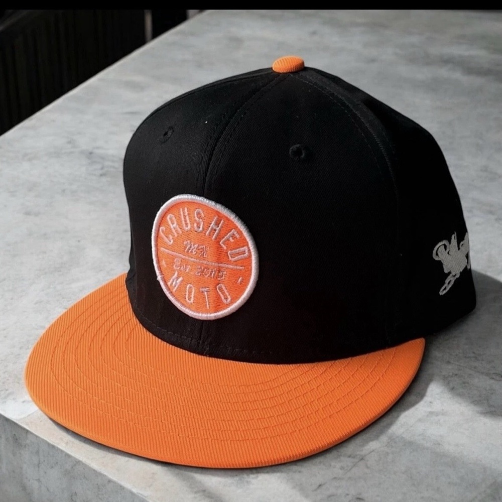 Kbethos Snapback Hat Cap Crushed Moto MX‎ Dirtbike Adjustable Orange Black